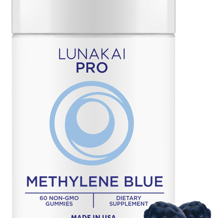 Lunakai USA Made Methylene Blue Gummies 20mg with CoQ10 & Vitamin C – USP & Pharmaceutical Grade Daily Nootropic for Brain Focus, Cognitive Support & Energy, Non-GMO, 60ct