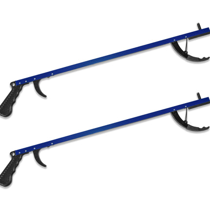Rehabilitation Advantage 26" Reacher Grabber Tool, Aluminum Pickup Tool with 3" Jaw & Magnetic Tip, Lightweight Rust Proof Frame, Ergonomic Handle, Blue, Set of 2