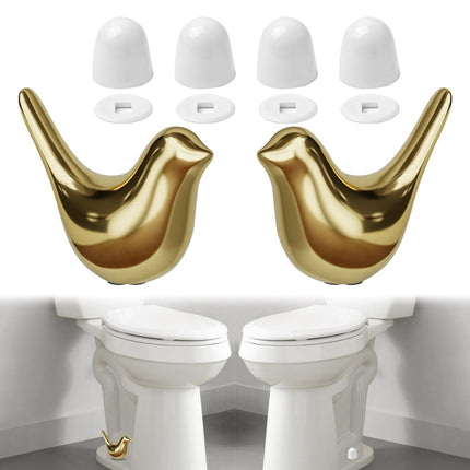 MENNTY 2Packs Ceramic Gold Birds Toilet Bolt Caps & 4Packs Universal Toilet Bolt Covers, Bathroom Decorative Toilet Floor Screw Cover Caps Easy Installation