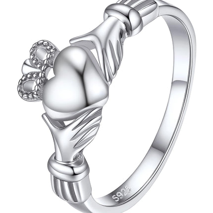 PROSILVER Irish Claddagh Rings, 925 Sterling Silver Promise Ring, Size 8