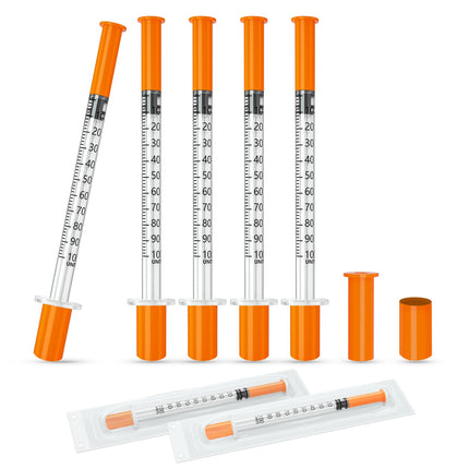 0.5ml Syringe 31G 5/16" 8mm, Lab Tools Individually Wrapped 100 Pack