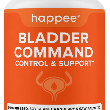 Happee Bladder Control Supplement for Women & Men - Pumpkin Seed Extract, Soy Germ, Saw Palmetto & Cranberry Blend - Bladder Support for Urinary Frequency, Leaks & Urgency - 60 Capsules