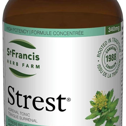 St. Francis Herb Farm Strest® (90 Capsules) Stress Relief Supplement (1 Bottle) Organic Herbs, Vegan, Vegetarian, Family-Owned, Trusted Herbal Expertise Since 1988.