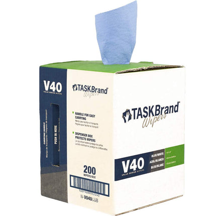 TaskBrand N-V040CGB Blue V40 Value Series Center Pull Wiper Sheets, All-Purpose Disposable Cleaning Towels, 10 x 11.5 Inches, Roll of 200