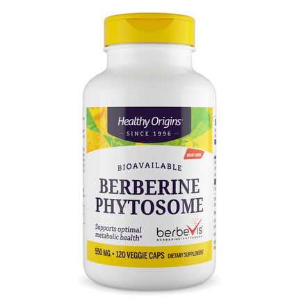 Healthy Origins Berberine Phytosome 550 mg, 120 Veggie Capsules - Bioavailable Berberis Aristata Extract - Supports Metabolic Health, Body Composition, Advanced Phytosome Technology - 4 Month Supply