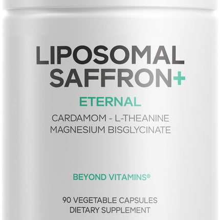 Codeage Liposomal Saffron+ Supplement - Saffron Extract, Magnesium, L-Theanine, Cardamom, BioPerine - 3-Month Supply - Kesar Spice, Liposomal Delivery - Non-GMO - 90 Capsules