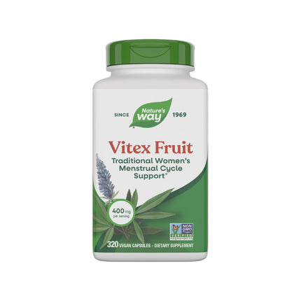 Nature's Way Vitex Fruit, Traditional Menstrual Cycle Support*, Traditional Women's Health Support*, Chasteberry Supplement for Women, Vegan, 320 Capsules (Packaging May Vary)