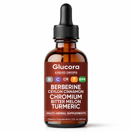 UXZQEN Glucora Berberina Liquida Drops, Fast-Absorbing Herbal Formula with Berberine & Botanical Blend, Daily Wellness Liquid Supplement, Sugar Free, Non-GMO - 2 fl oz