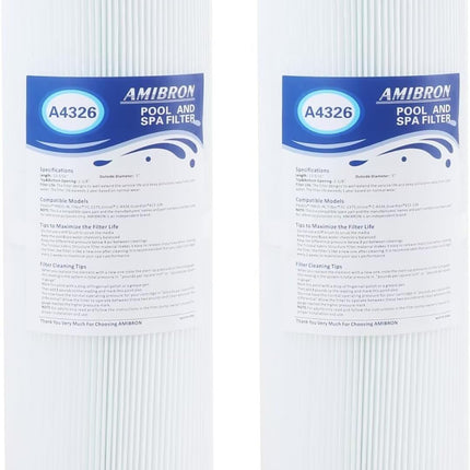 AmiBbon PRB25-IN Spa Filters, Replaces For Unicel C-4326, Filbur FC-2375, FC-2370,Guardian 413-106,817-2500,17-2327, 33521, 25392, 303909, M-4326, R173429, 25 sq.ft. 5X13 Drop in Hot Tub filter 2 Pack