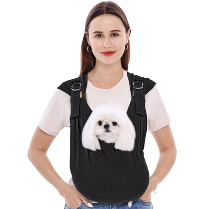 Supet Dog Carrier Sling for Small Dogs, Front Facing Cat Sling Carrier Chest, Hands Free Pet Sling Carrier, Adjustable Dog Front Carrier, Reducing Back Pain, Anti Pet Anxiety (Black, Plus)