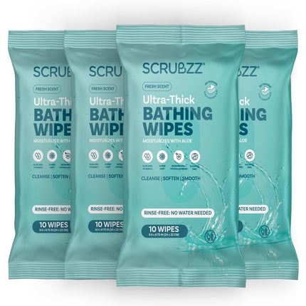 Extra Large Bath Wipes for Adults No Rinse - 40 Disposable Body Cleansing Cloths for Men, Women & Elderly - Great for Gym, Camping, Post Surgery