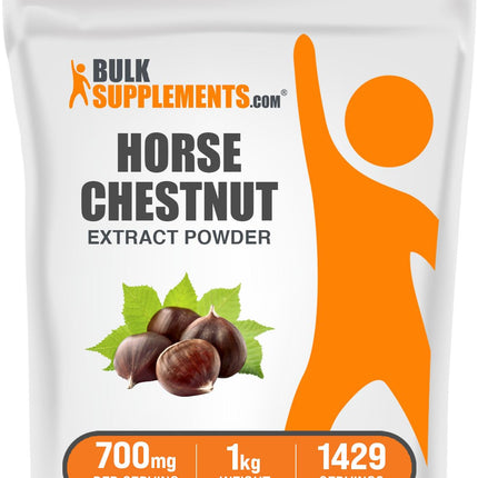 BulkSupplements.com Horse Chestnut Extract Powder - Horse Chestnut Supplement, Herbal Supplement - Gluten Free, 700mg per Serving, 5kg (11 lbs) (Pack of 5)