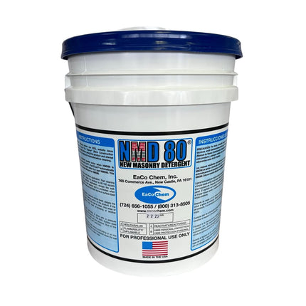 EaCo Chem NMD 80 -#1 New Masonry Detergent - Powerful Safe & Effective - Remove Efflorescence and Mortar Smears From Brick, Stone, Limestone, Unpolished Granite, Precast, Concrete + More! - 5 GALLON