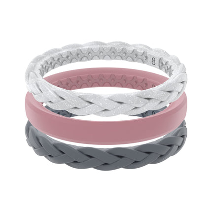 GROOVE LIFE Silicone Wedding Ring for Women - Breathable Rubber Rings for Women, Lifetime Coverage, Unique Design, Comfort Fit Womens Ring - Thin Air Serenity Size 7