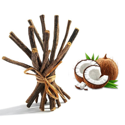 Aroma Depot 8oz. Coconut Licorice Root Chew Sticks for Humans. 100% Pure Natural | Oral Health & Fresh Breath | Individual Liquorice Chew Sticks are 6.5 inches Long—Glycyrrhiza Glabra from Turkey.