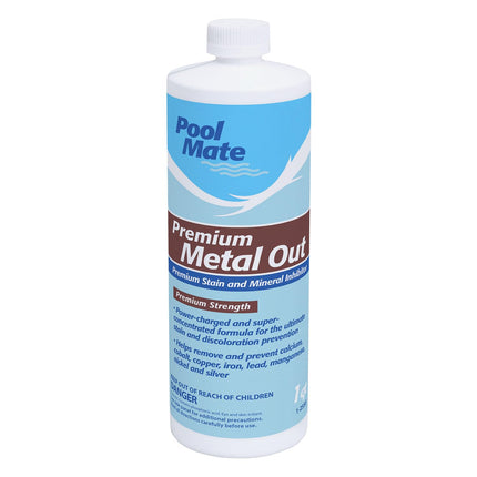 Pool Mate 1-Quart Premium Metal Out Stain and Mineral Inhibitor, Pool Metal Remover, Stain Remover, Made in USA