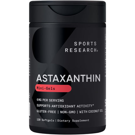 Sports Research® Icelandic Astaxanthin 6mg with Organic Coconut Oil - Antioxidant Supplement for Skin & Eye Health - Soy Free · Non-GMO · Gluten Free - 120 Softgels