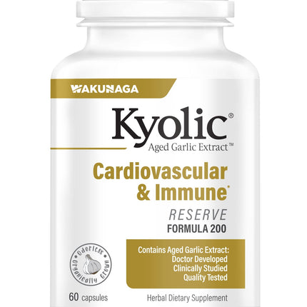 Kyolic Aged Garlic Extract Formula 200, Cardiovascular & Immune*, Reserve, 60 Capsules