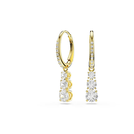 Swarovski Stilla Attract hoop earrings, Round cut, White, Gold-tone Finish