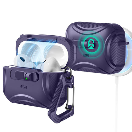 ESR for AirPods Pro 3 Case (2025), Compatible with Airpods Pro 3rd Generation Case (USB-C Cable), Effortless MagSafe, Drop-Proof Lock, Easy Open, Cyber Series, Purple