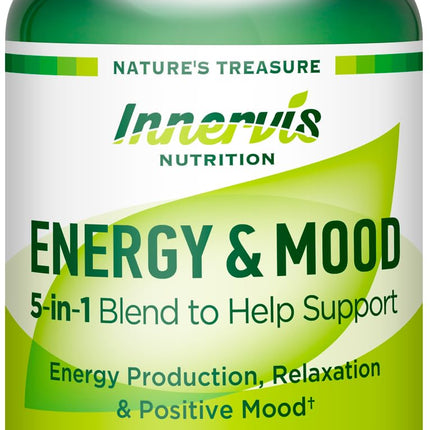 Energy & Mood Supplement – Boost Energy & Reduce Fatigue, Support Relaxation – 150 Capsules – Non-GMO, 3rd Party Tested – Innervis Nutrition
