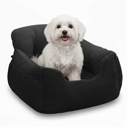 Oiilores Dog Car Seat for Small Dogs,Washable Pet Booster Seats for Car with Clip-On Safty Leash, Reversible Puppy Carseat with Storage Pockets, Travel Carrier Bed for Dogs Under 25 lbs, Dark Grey