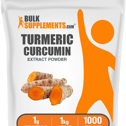 BulkSupplements.com Turmeric Extract Powder - from Turmeric Root, Curcumin Supplements, Turmeric Curcumin Powder - Gluten Free, 1g per Serving, 1kg (2.2 lbs) (Pack of 1)