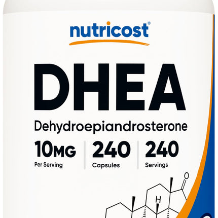 Nutricost DHEA (10mg) 240 Capsules - Dehydroepiandrosterone, Vegetarian-Friendly, GMO-Free