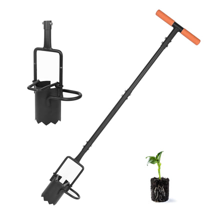 BARAYSTUS Bulb Planter Tool Long Handle, Tulip Bulb Planter Tool with Serrated Base & Double Pedal, Soft T Grip Sod Plugger, Heavy Duty Bulb Planter Tool for Digging Holes Sowing Plant Bulb