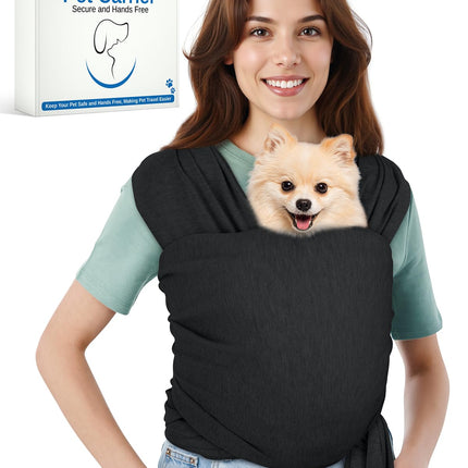 Snqqmtt Dog Sling Swaddle Carrier for Small Dog, Cat Front Carriers for Small Pet up to 20lbs, Puppy Pouch with Adjustable Straps, Hands Free Pet Sling, Anti Anxiety Puppy Sling (Black)