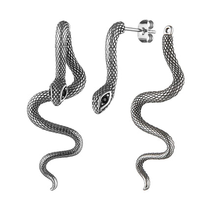 HZMAN Gothic Snake Stud Earrings for Women,Hypoallergenic,Waterproof