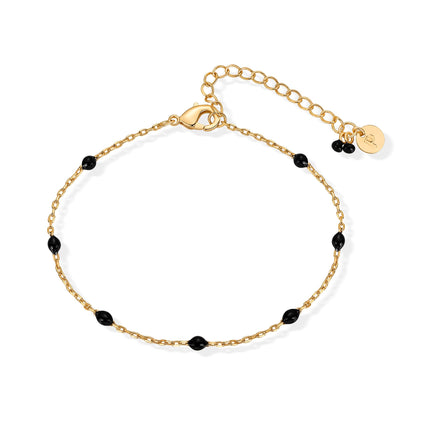 PAVOI Dainty Beaded Bracelet for Women, 14K Gold Plated, Yellow Gold, 6"+1"