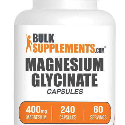BulkSupplements.com Magnesium Glycinate Capsules - Magnesium Supplement, Highly Absorbed Form - Gluten Free, 4 Capsules per Serving (400mg), 240 Count (Pack of 1)