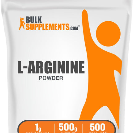 BulkSupplements.com L-Arginine Powder - L-Arginine Base, Arginine 1000mg, Arginine Supplement - Nitric Oxide Powder, Nitrous Oxide Supplement - Gluten Free, 1000mg per Serving, 500g (1.1 lbs)