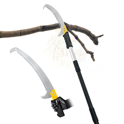 BlumeTrec 11FT Pole Saw with Adjustable Length for Tree Trimming Lightweight Manual Pruning Saw with Long Extension Branch Cutter