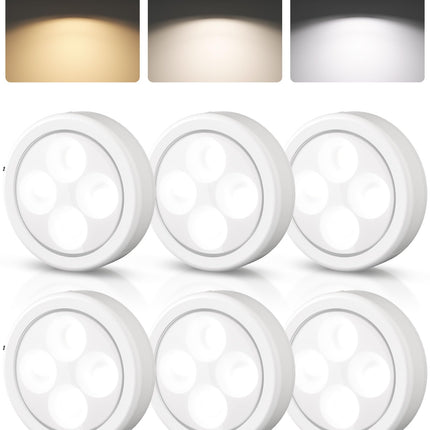 EZVALO LED Puck Lights, Rechargeable Stick On Tap Lights, Wireless Closet Light, 3 Color Temps, Under Cabinet Lights, 2.95'' Mini Touch Light, Ideal for Kitchen,Closet,Pantry,Shelves,Camper(6 Pack)