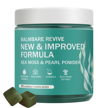 balmbare Revive Hair Gummies - Sea Moss Gummies with Hair, Skin & Nails Vitamins with Seamoss, Pearl Powder, Vitamin E, Aloe Vera, Liposomal Vitamin C, 30 Count