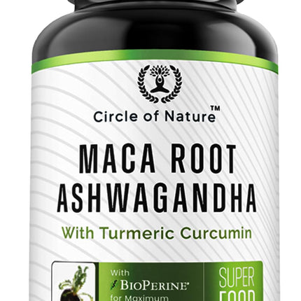 Maca Root, Ashwagandha Root Extract, Capsules for Men & Women with Turmeric Curcumin and Bioperine 120 Capsules Made in USA