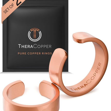 TheraCopper Pure Copper Rings for Women & Men, 2-Pack (6mm Hammered)