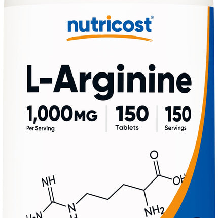 Nutricost L-Arginine 1000mg, Amino Acid Tablets (150 Tablets)