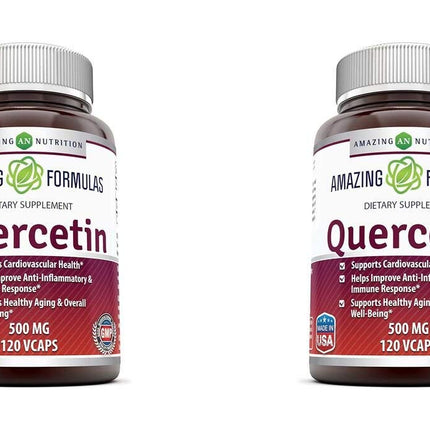 Amazing Formulas Quercetin 500 Mg, 120 VCaps - Dietary Supplement, Vegan Capsules, Non-GMO, Gluten Free - Optimal With A Balanced Diet and Regular Exercise