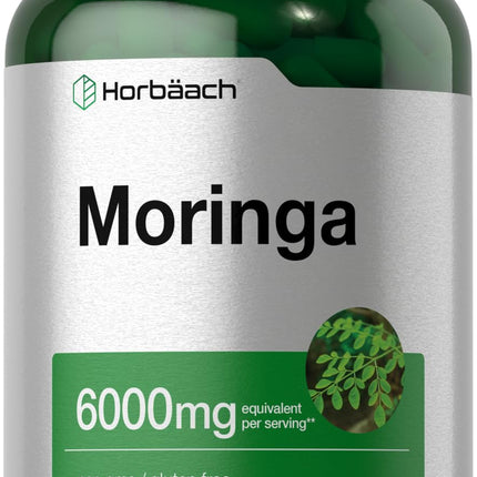 Horbäach Moringa Oleifera | 300 Powder Capsules | Non-GMO and Gluten Free Extract Formula | Complete Green Superfood