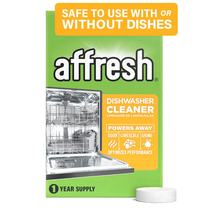 Affresh Dishwasher Cleaner, Helps Power Away Odor Causing Bacteria, Limescale, Mineral Deposits & Grime Inside Pump, Tub & Hoses, 12 Tablets, 1 Year Supply
