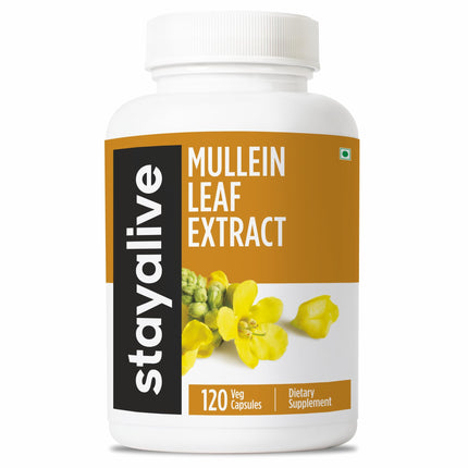 STAY ALIVE Mullein Leaf Extract 1000mg, 10:1 Extra Strength, 120 Vegan Mullein Capsules, All Natural, 100% Pure Leaves Powder, 2 Month Supply, Non-GMO and Gluten-Free Supplement