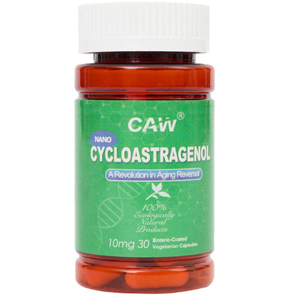 CAW Nano Cycloastragenol 10Mg | Telomerase Activation Anti-Aging | Cell Rejuvenation Immunity Boost | 30 Enteric-Coated Vegetarian Capsules (1 Bottle)