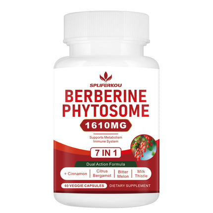 Spliferkou 7-in-1 Berberine Phytosome with Ceylon Cinnamon, Berberine Complex Supports Metabolic, Liver Function & Immune System, Non-GMO,Gluten-Free - 60 Capsules