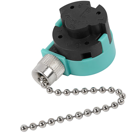 Ceiling Fan Switch, 4 Wire Zing Ear ZE-268S6 Pull Chain Switch Replacement 3 Speed Control Switch Compatible with Hunter Ceiling Fans, Wall Lamps, Cabinet Light (Nickel Pull Chain)