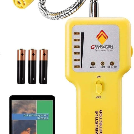 Gas Leak Detector – Portable Natural Gas Sniffer for Propane, Methane, LPG, LNG, Fuel & Sewer Gas – Combustible Gas Detector with 12" Flexible Probe for Home, RV, Industrial Use