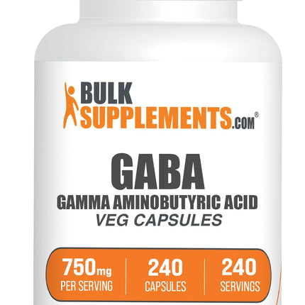 BulkSupplements.com Gamma Aminobutyric Acid Capsules - GABA Supplement, GABA 750mg - Vegan & Gluten Free, 1 Capsule per Serving, 240 Count (Pack of 1)
