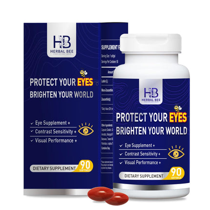 Herbal Bee Eye Supplement - Lutein 10mg, Meso-Zeaxanthin 10mg, Zeaxanthin 2mg - Eye Vitamins Supports Vision, Blue Light Protection & Macular Health - Natural Antioxidant Formula | 90 Softgels